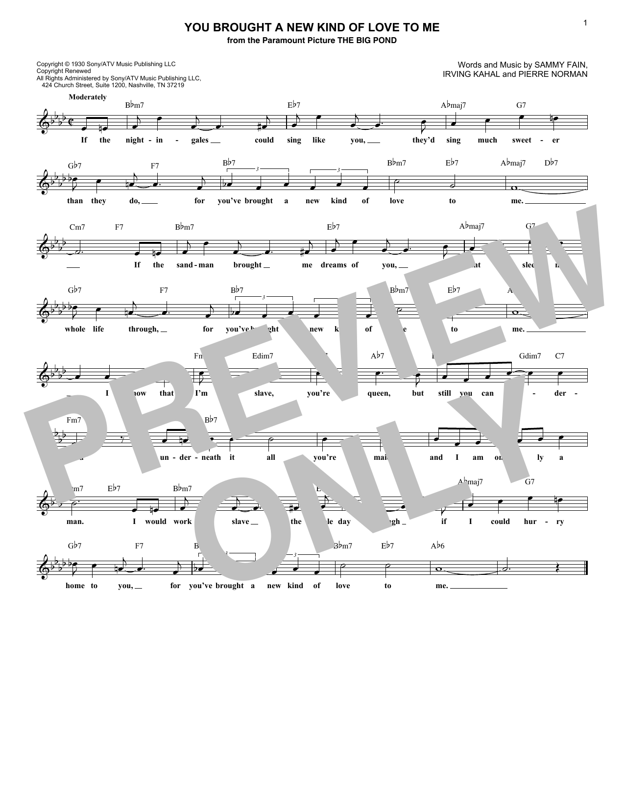Scott Hamilton You Brought A New Kind Of Love To Me Sheet Music