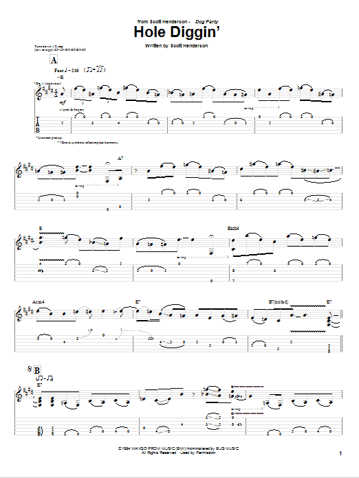 Scott Henderson Hole Diggin' Sheet Music