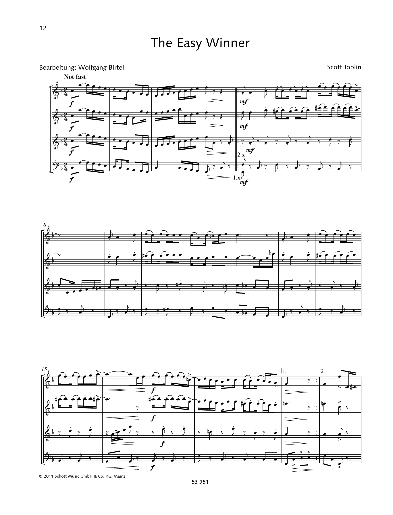 Scott Joplin The Easy Winner Sheet Music