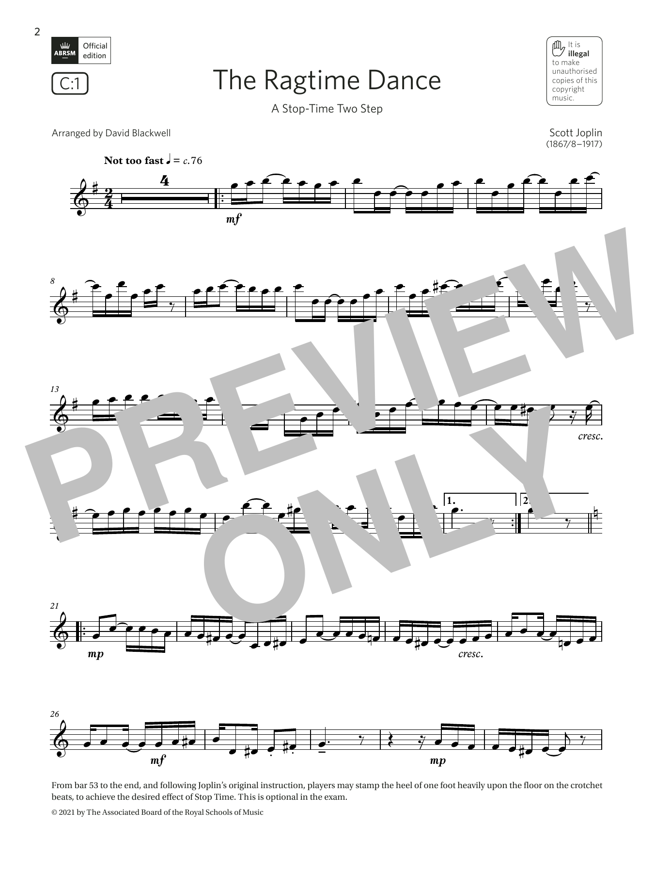 Scott Joplin The Ragtime Dance (A Stop-Time Two Step) (Grade 5 C1 from the ABRSM Saxophone s Sheet Music