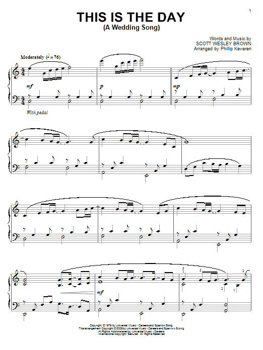Scott Wesley Brown This Is The Day (A Wedding Song) (arr. Phillip Keveren) Sheet Music