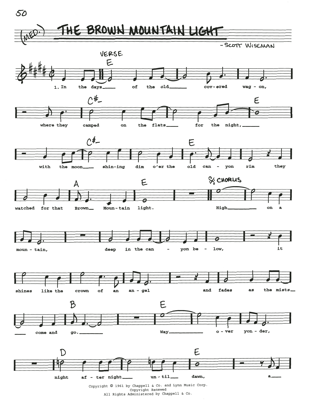 Scott Wiseman The Brown Mountain Light Sheet Music