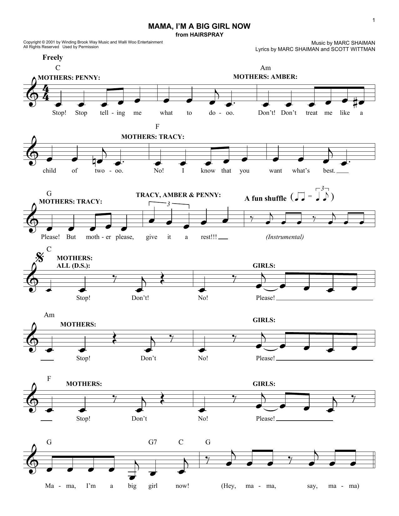 Scott Wittman Mama, I'm A Big Girl Now Sheet Music