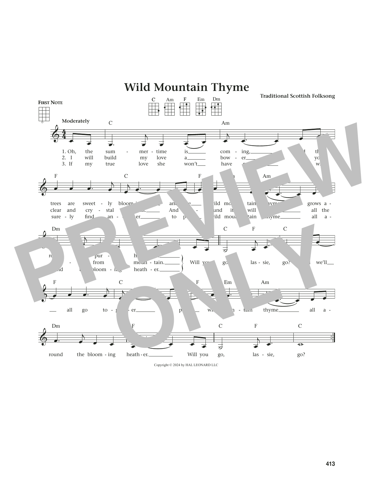 Traditional Scottish Folksong Wild Mountain Thyme (from The Daily Ukulele) (arr. Jim Beloff) Sheet Music