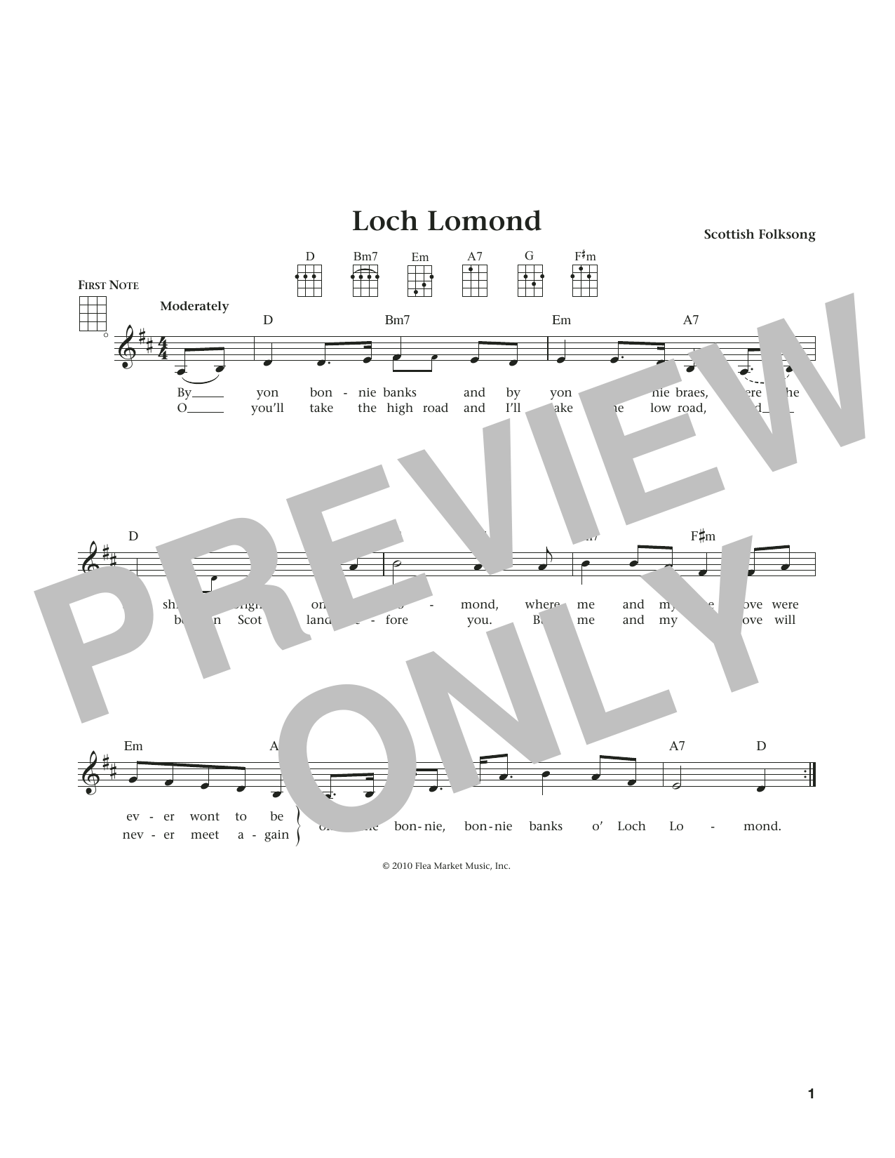 Scottish Folksong Loch Lomond (from The Daily Ukulele) (arr. Liz and Jim Beloff) Sheet Music