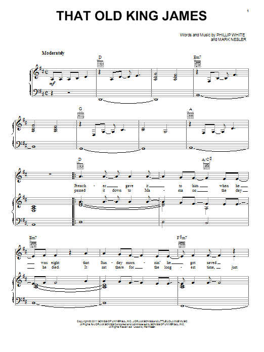 Scotty McCreery That Old King James Sheet Music