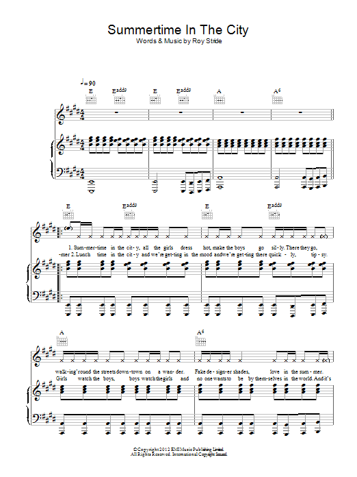 Scouting For Girls Summertime In The City Sheet Music