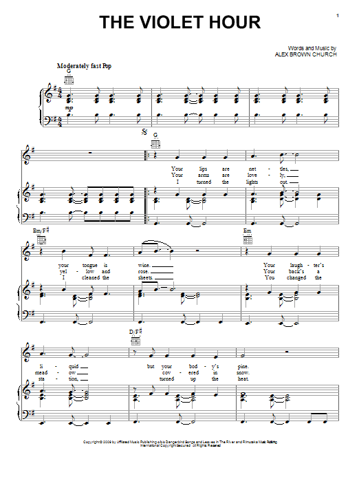 Sea Wolf The Violet Hour Sheet Music