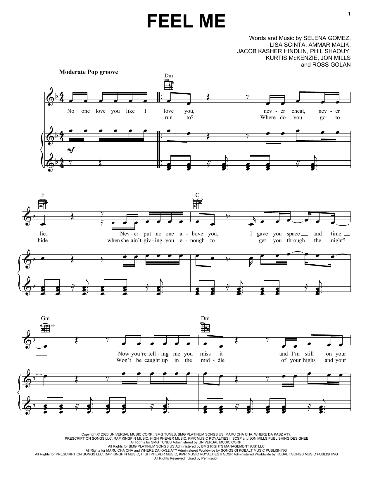 Selena Gomez Feel Me Sheet Music