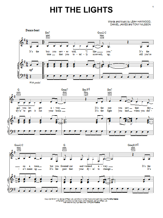 Selena Gomez Hit The Lights Sheet Music