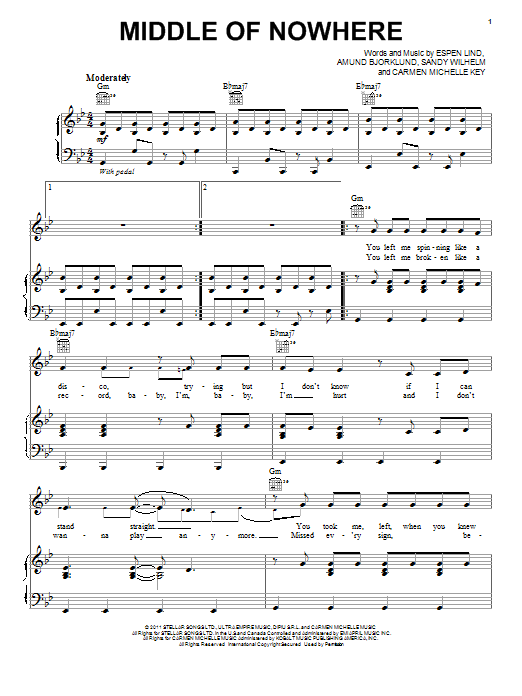 Selena Gomez Middle Of Nowhere Sheet Music