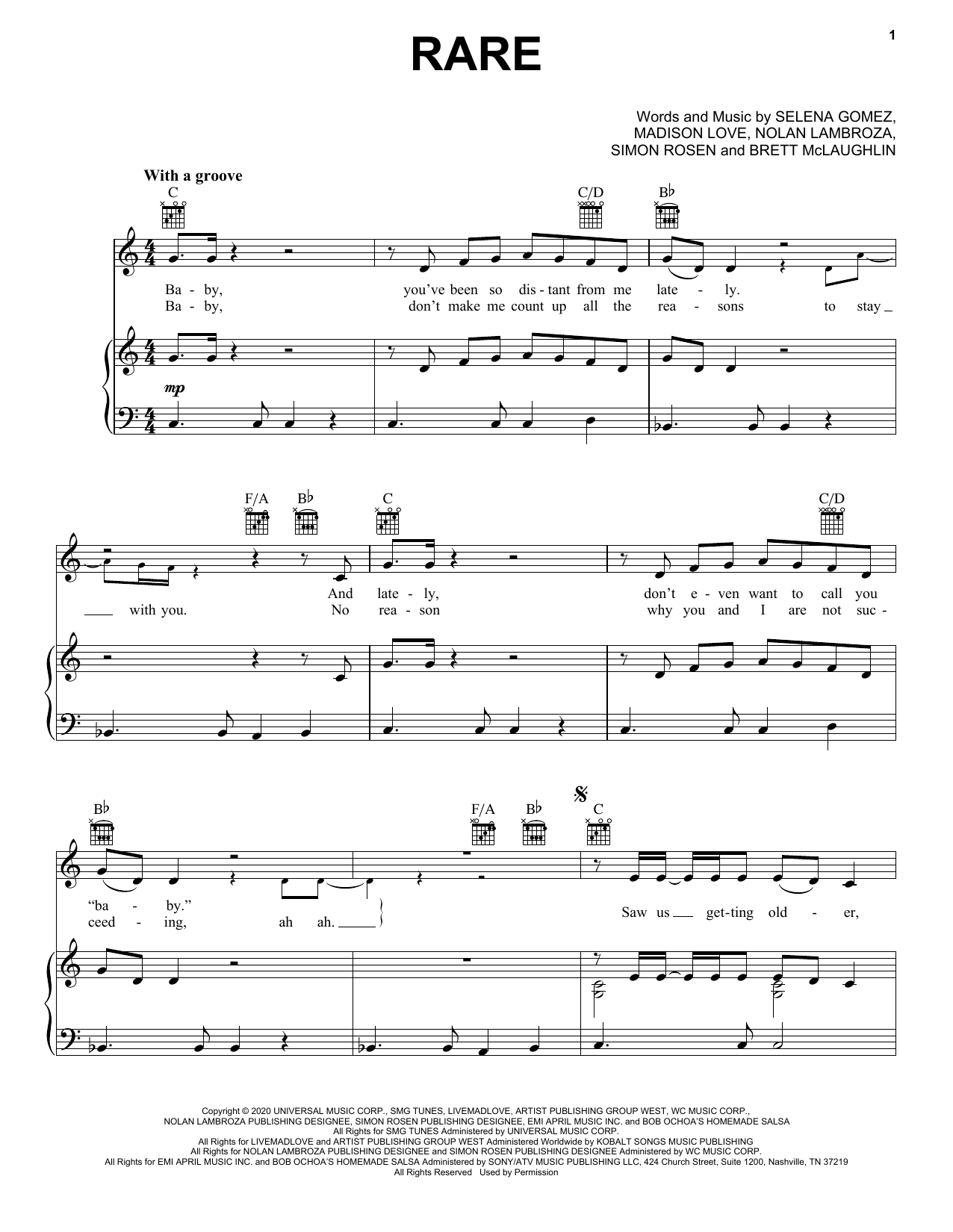 Selena Gomez Rare Sheet Music