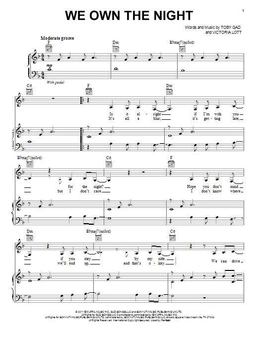 Selena Gomez We Own The Night Sheet Music
