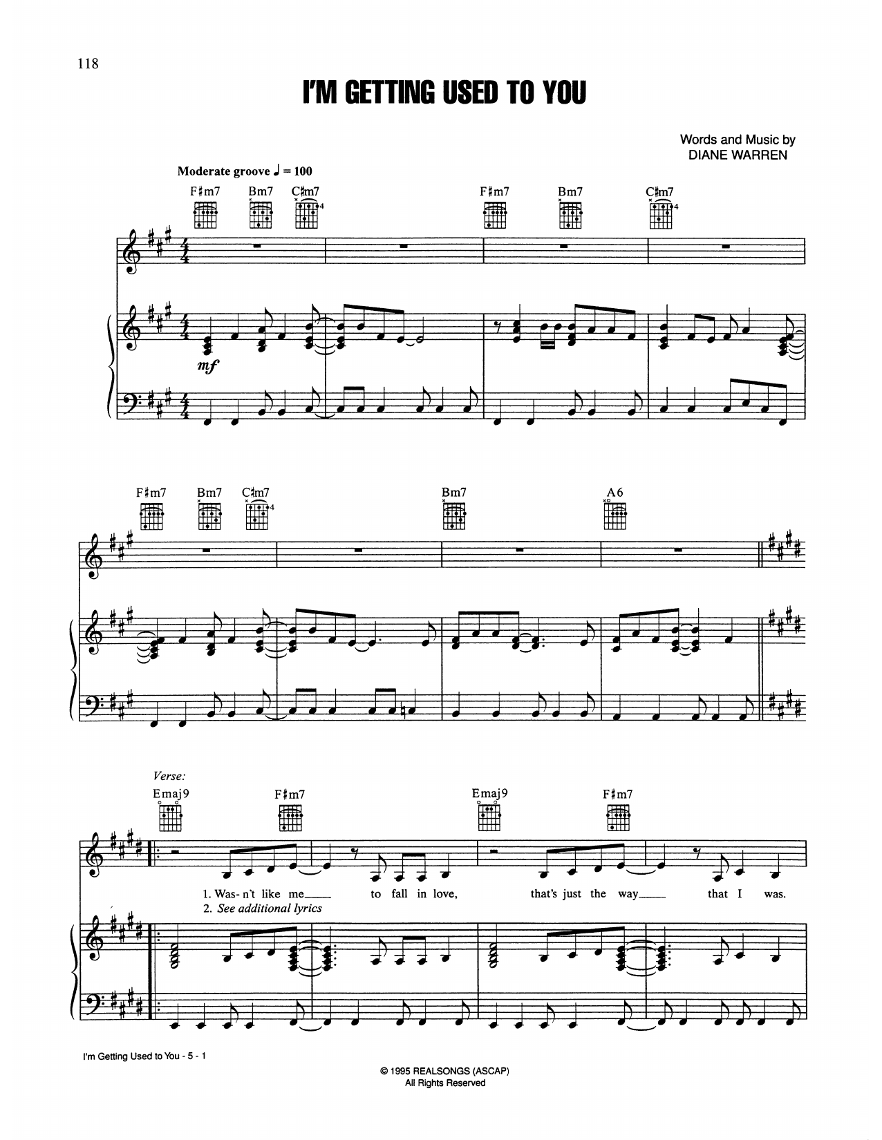 Selena I'm Getting Used To You Sheet Music