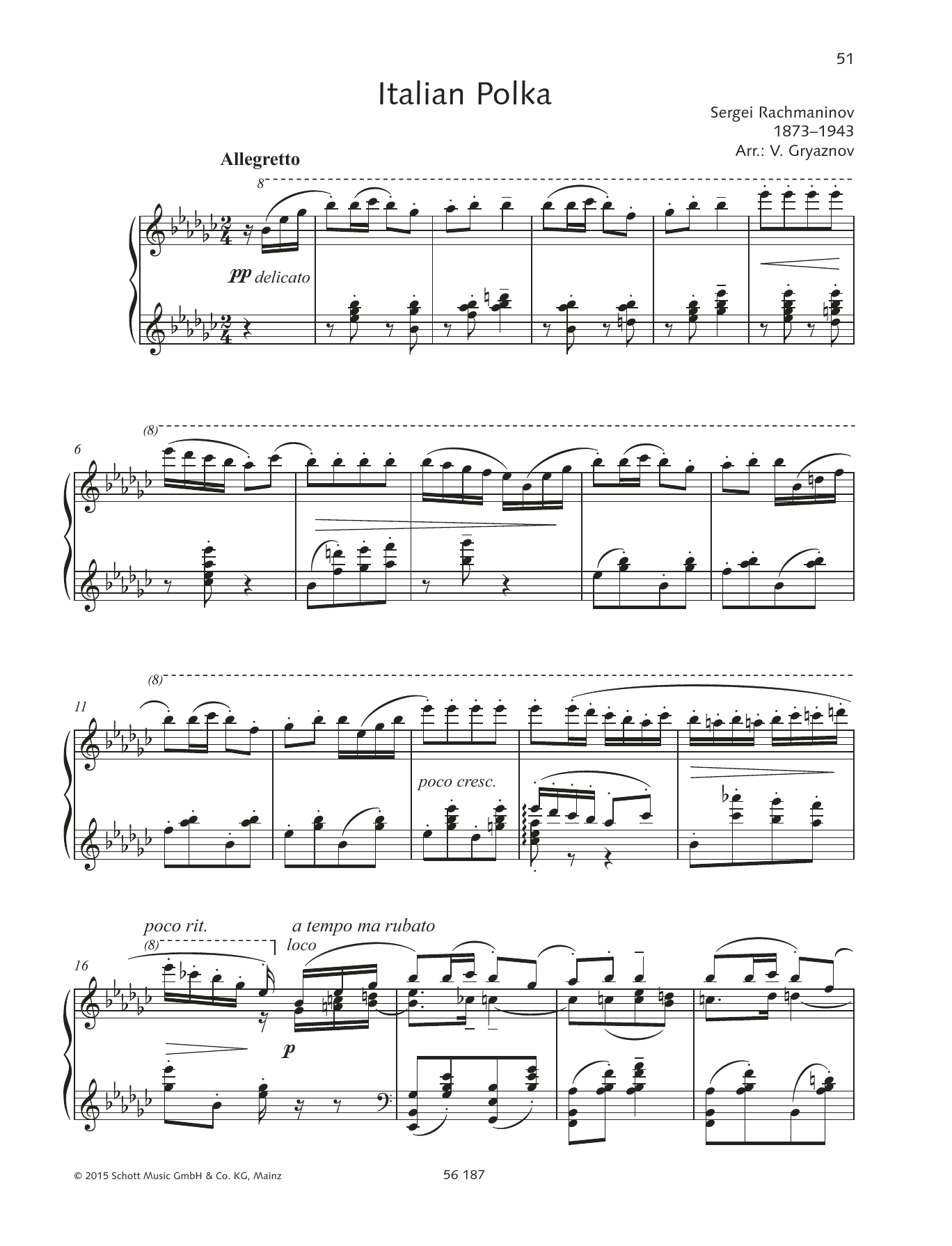 Sergei Rachmaninoff Italienische Polka Sheet Music