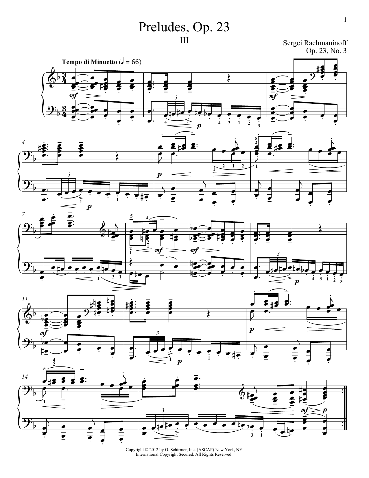 Sergei Rachmaninoff Prelude In D Minor, Op. 23, No. 3 Sheet Music