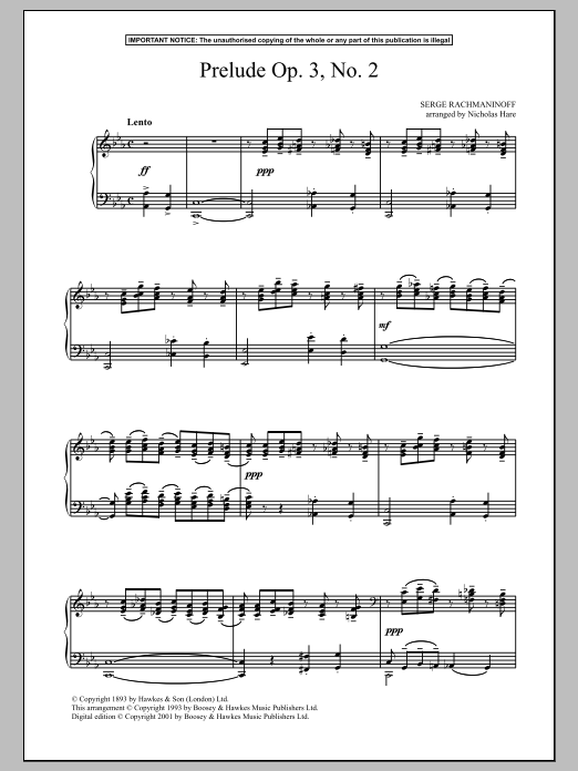 Sergei Rachmaninoff Prelude Op. 3, No. 2 (arr. Nicholas Hare) Sheet Music