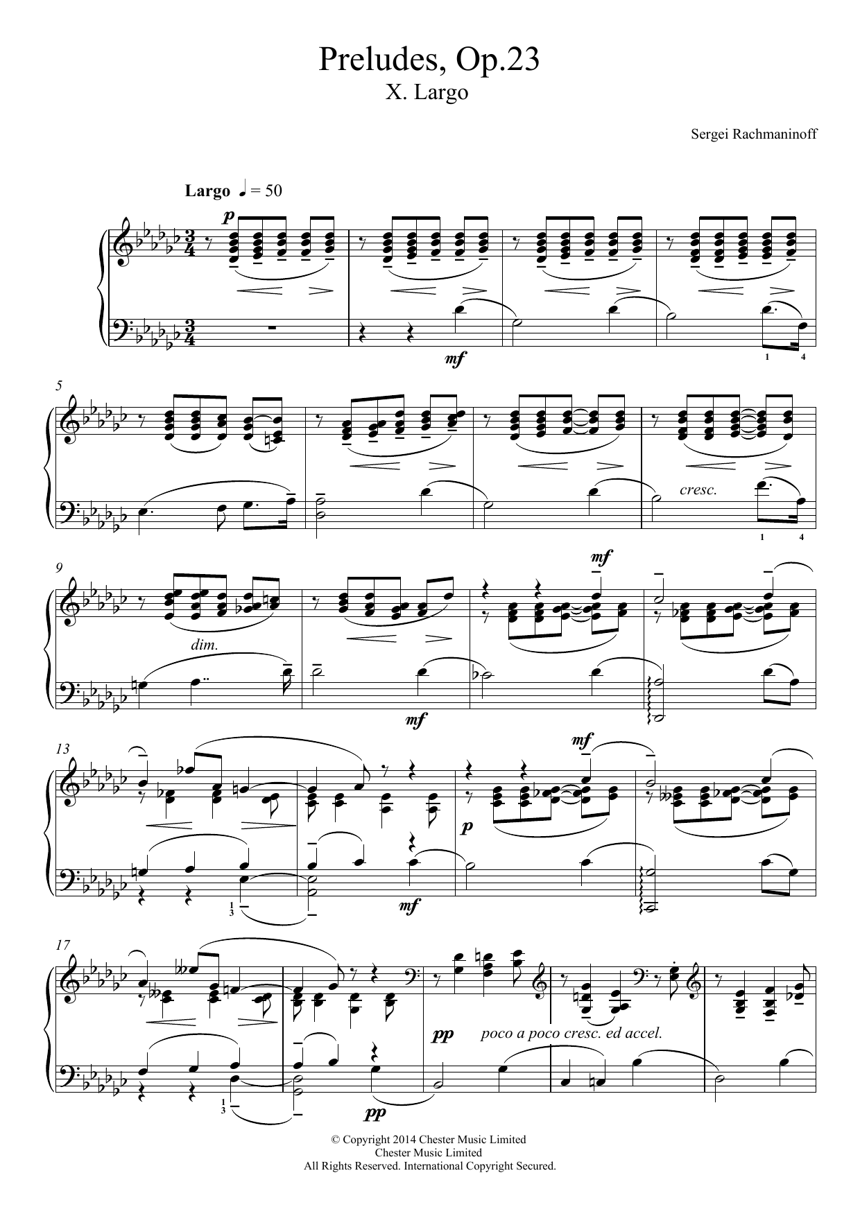 Sergei Rachmaninoff Preludes Op.23, No.10 Largo Sheet Music