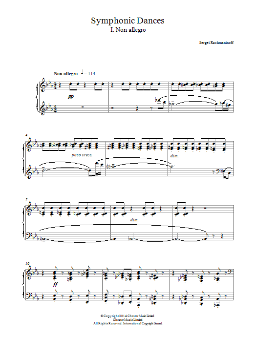 Sergei Rachmaninov Symphonic Dances - 1st Movement Sheet Music