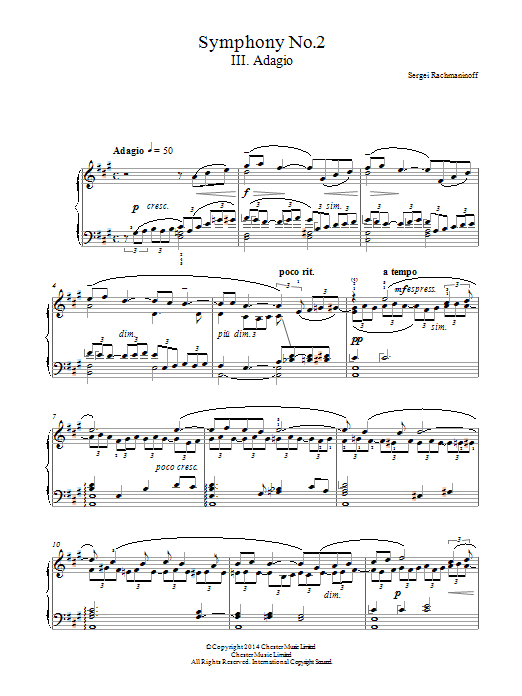 Sergei Rachmaninov Symphony No.2 - 3rd Movement Sheet Music