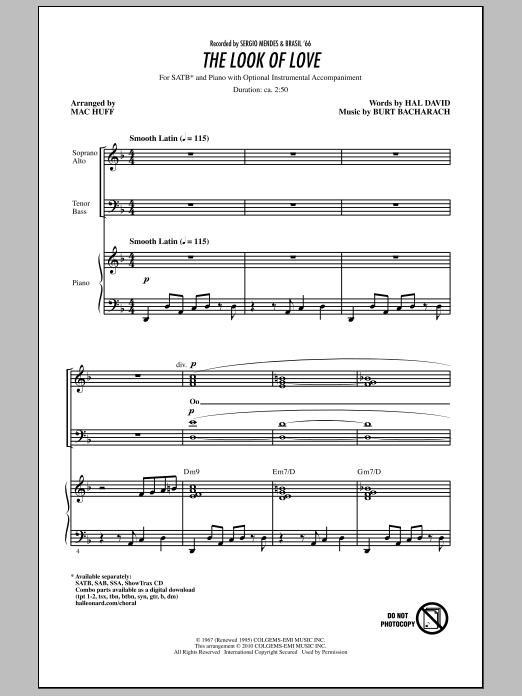 Sergio Mendes & Brasil '66 The Look Of Love (arr. Mac Huff) Sheet Music