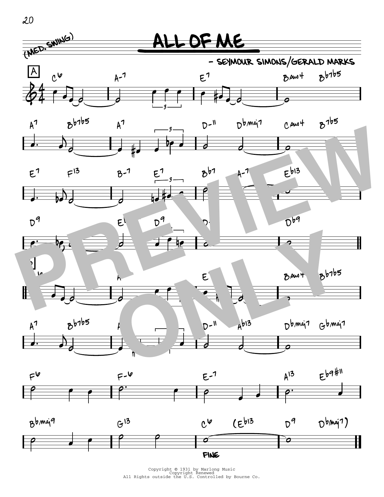Seymour Simons and Gerald Marks All Of Me [Reharmonized version] (arr. Jack Grassel) Sheet Music