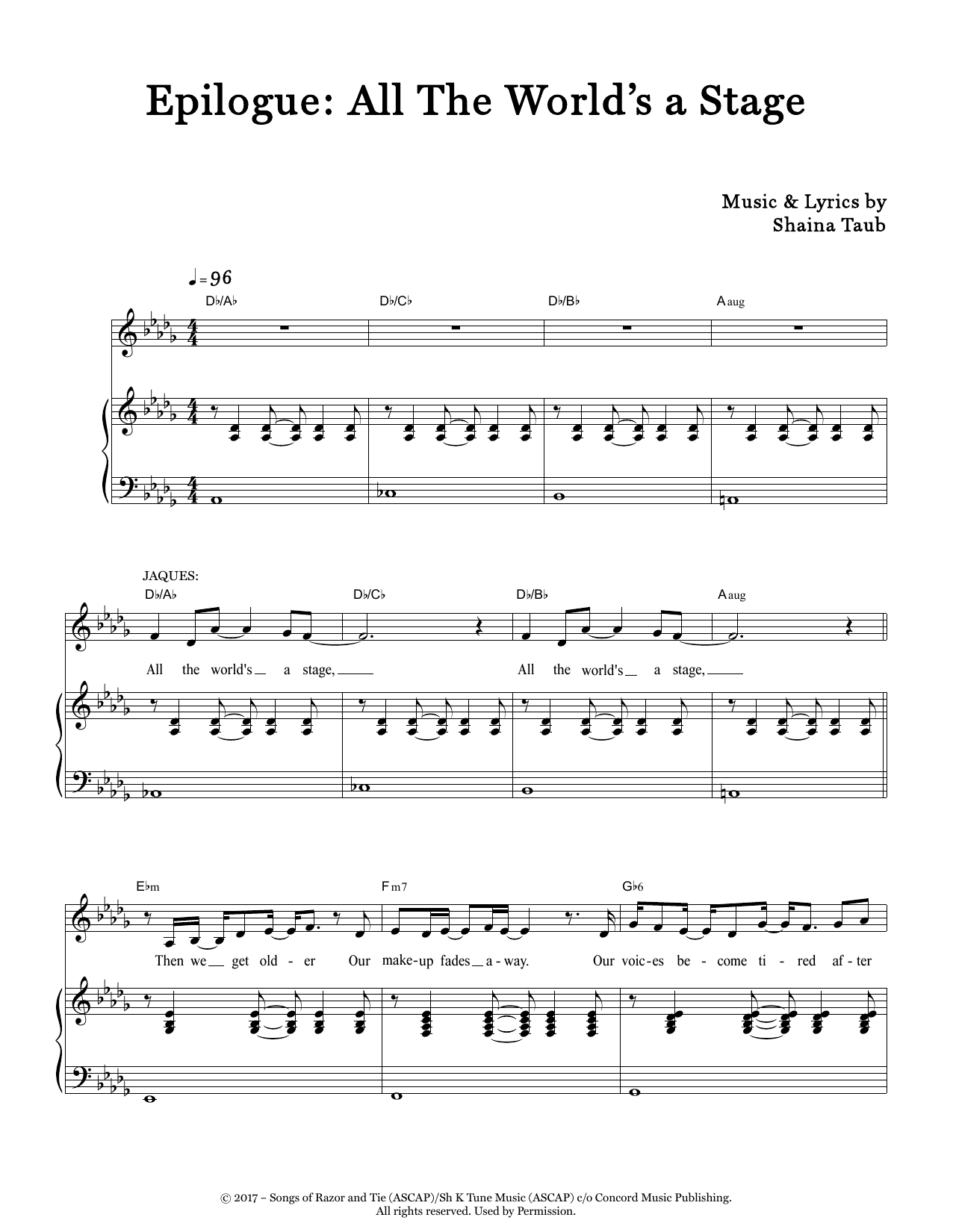 Shaina Taub Epilogue: All The World's A Stage (from As You Like It) Sheet Music