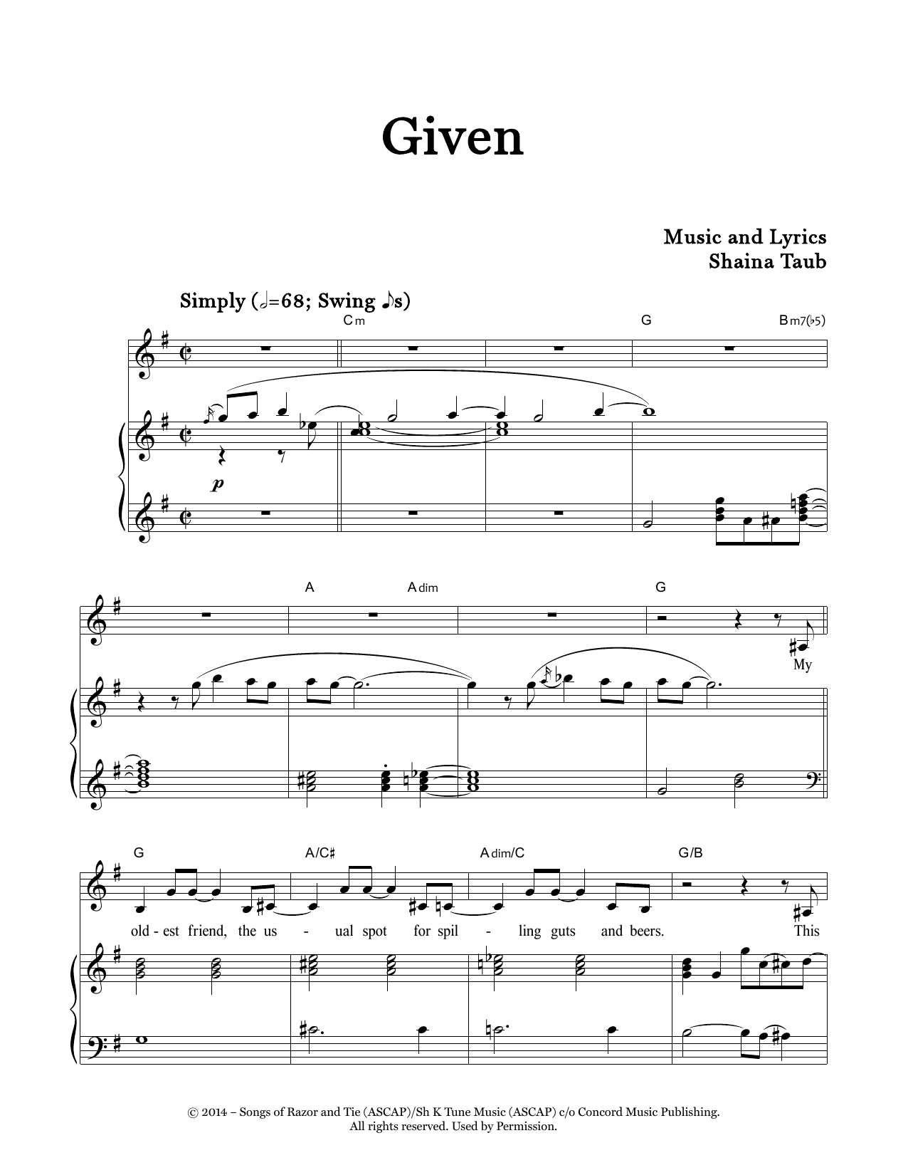 Shaina Taub Given Sheet Music