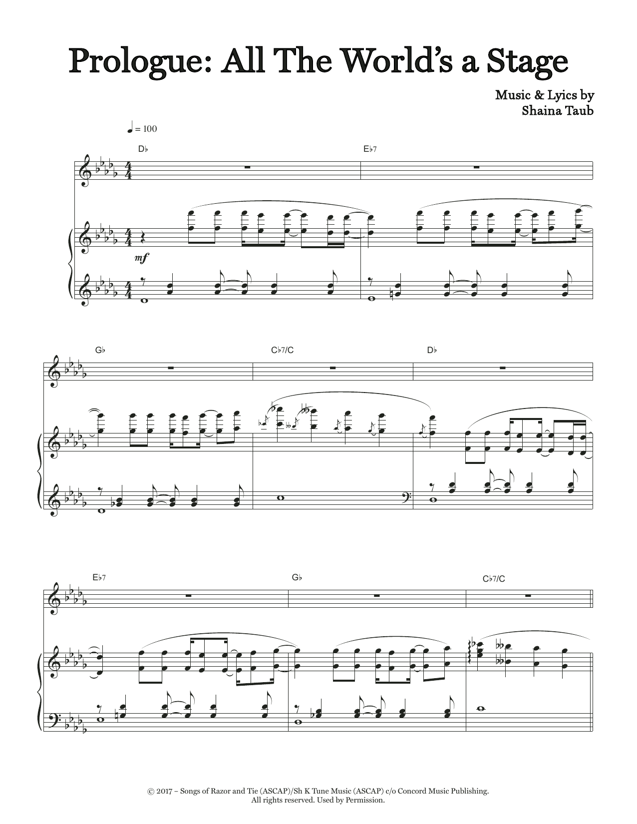 Shaina Taub Prologue: All The World's A Stage (from As You Like It) Sheet Music