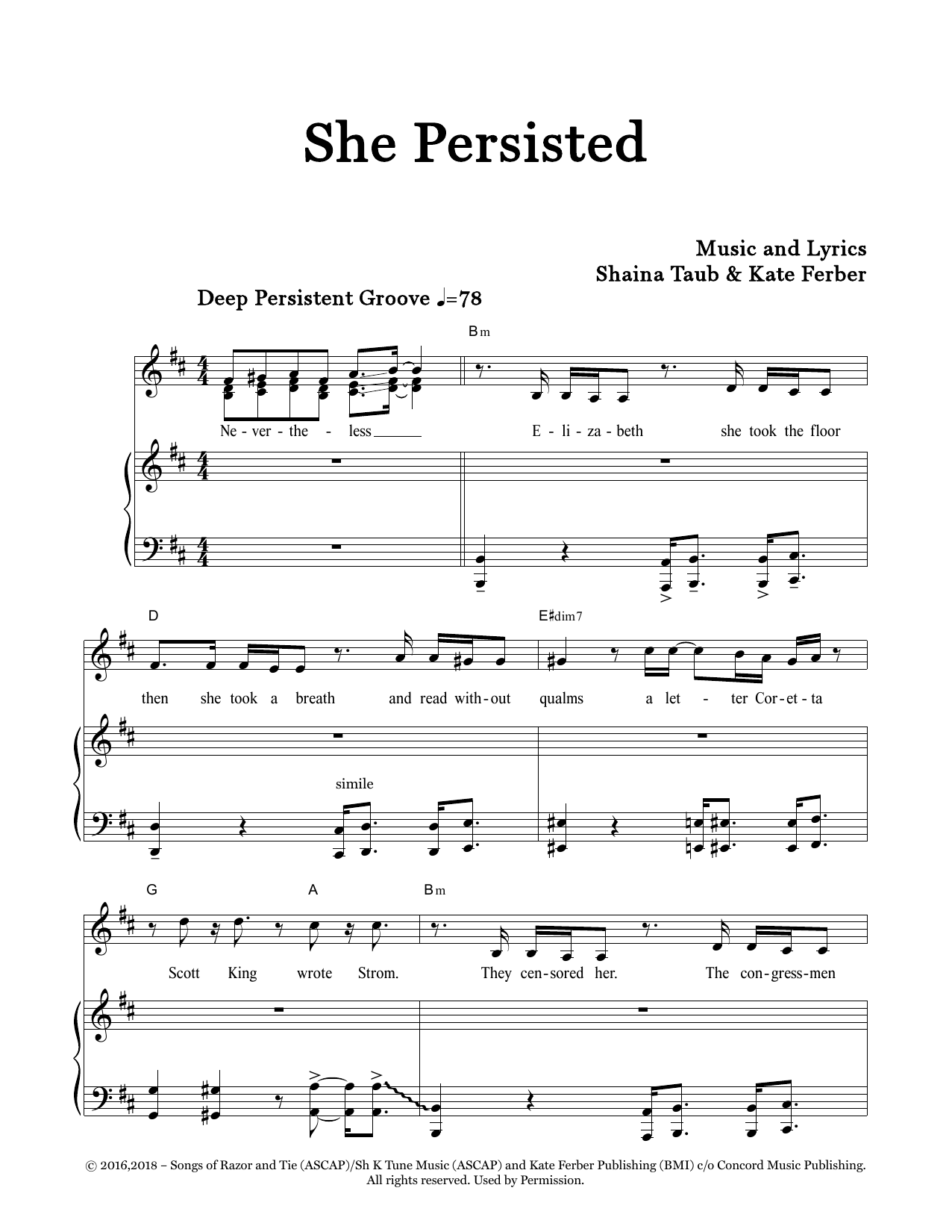 Shaina Taub She Persisted (feat. Kate Ferber) Sheet Music