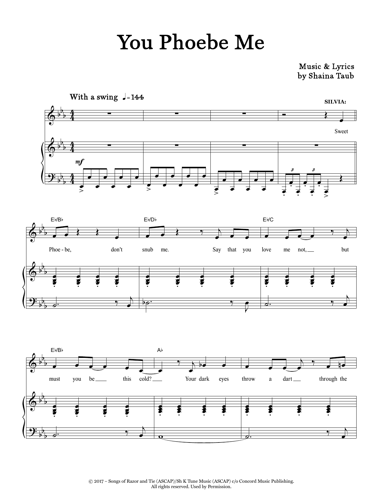 Shaina Taub You Phoebe Me (from As You Like It) Sheet Music