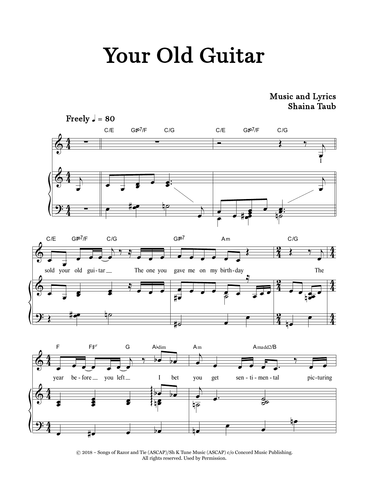 Shaina Taub Your Old Guitar Sheet Music