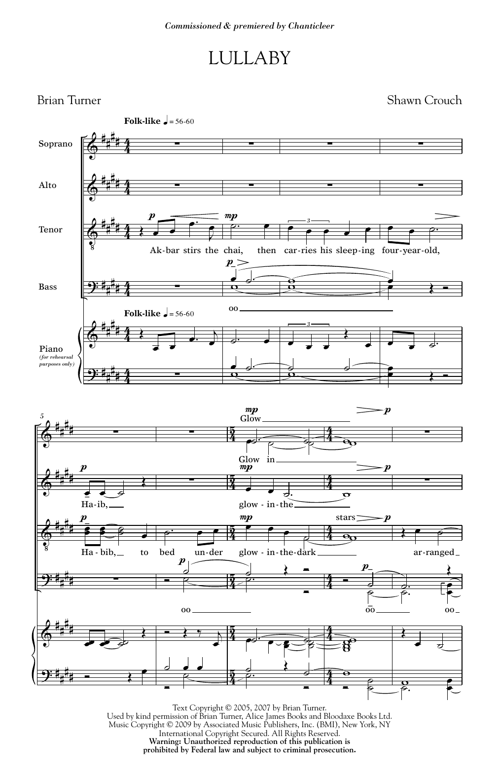 Shawn Crouch Lullaby Sheet Music