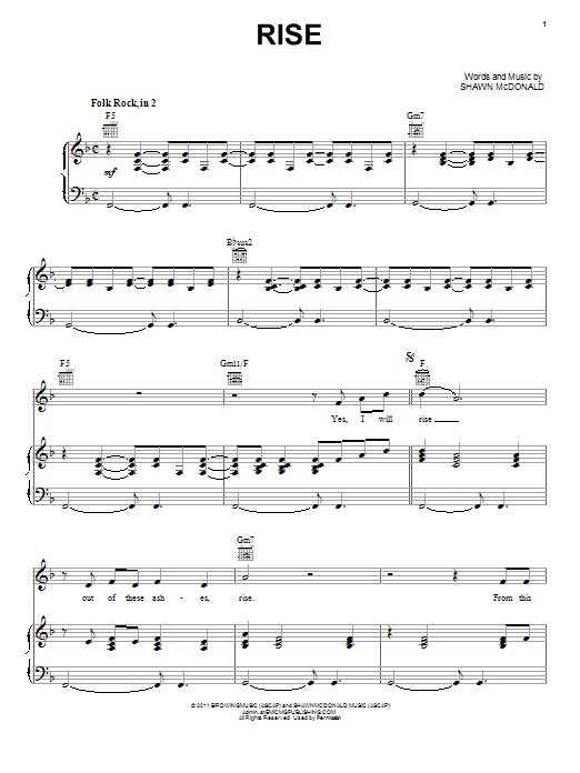 Shawn McDonald Rise Sheet Music