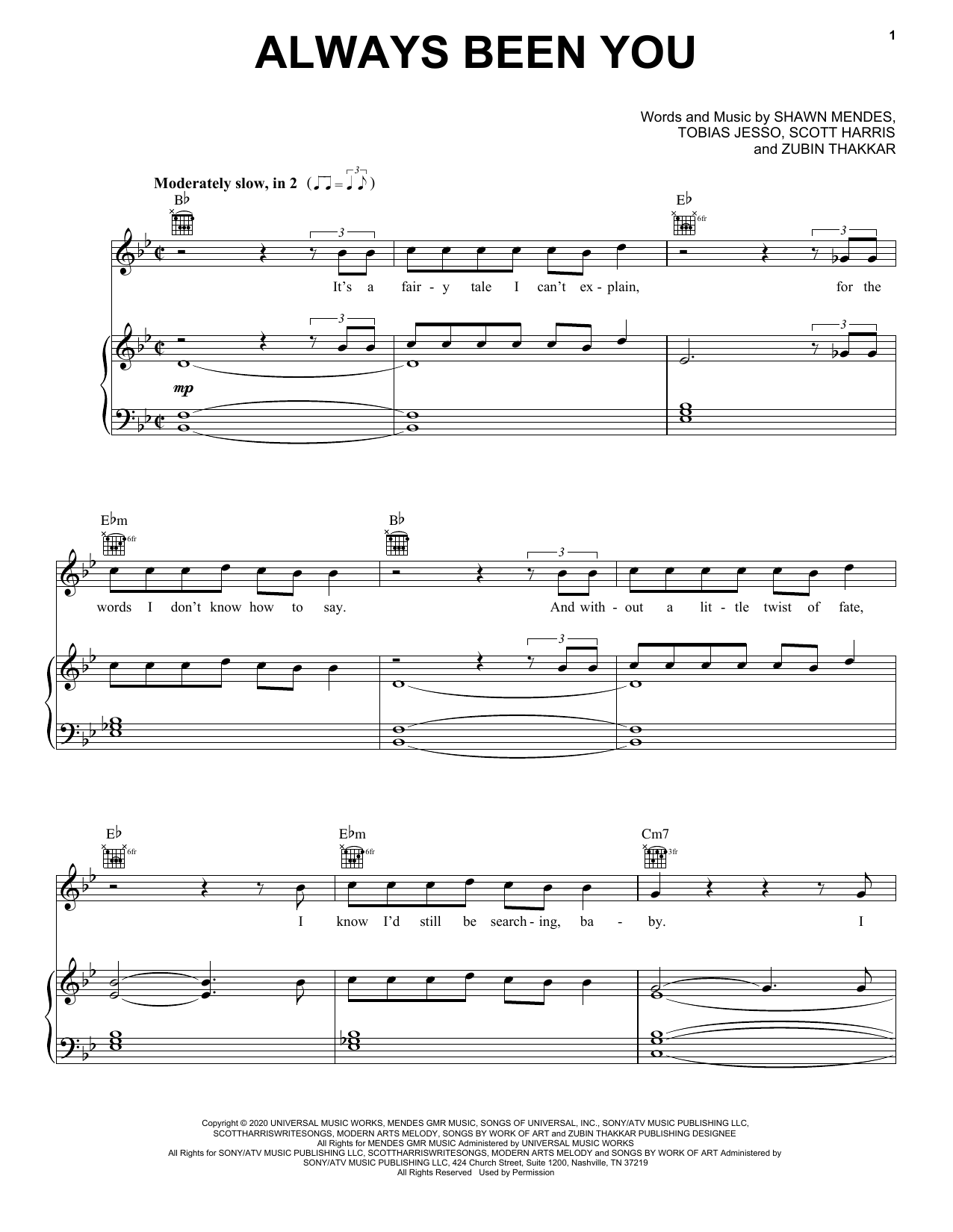 Shawn Mendes Always Been You Sheet Music