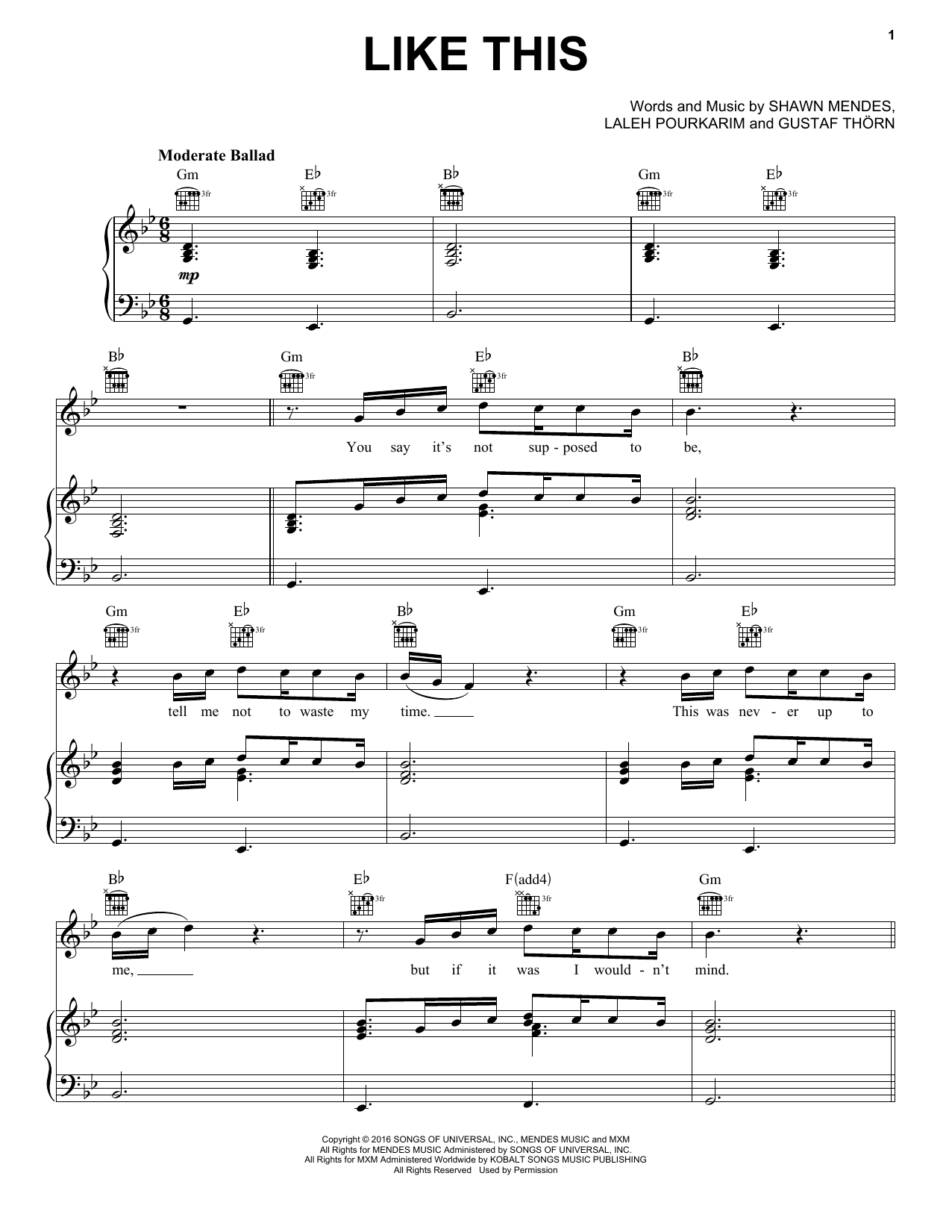 Shawn Mendes Like This Sheet Music