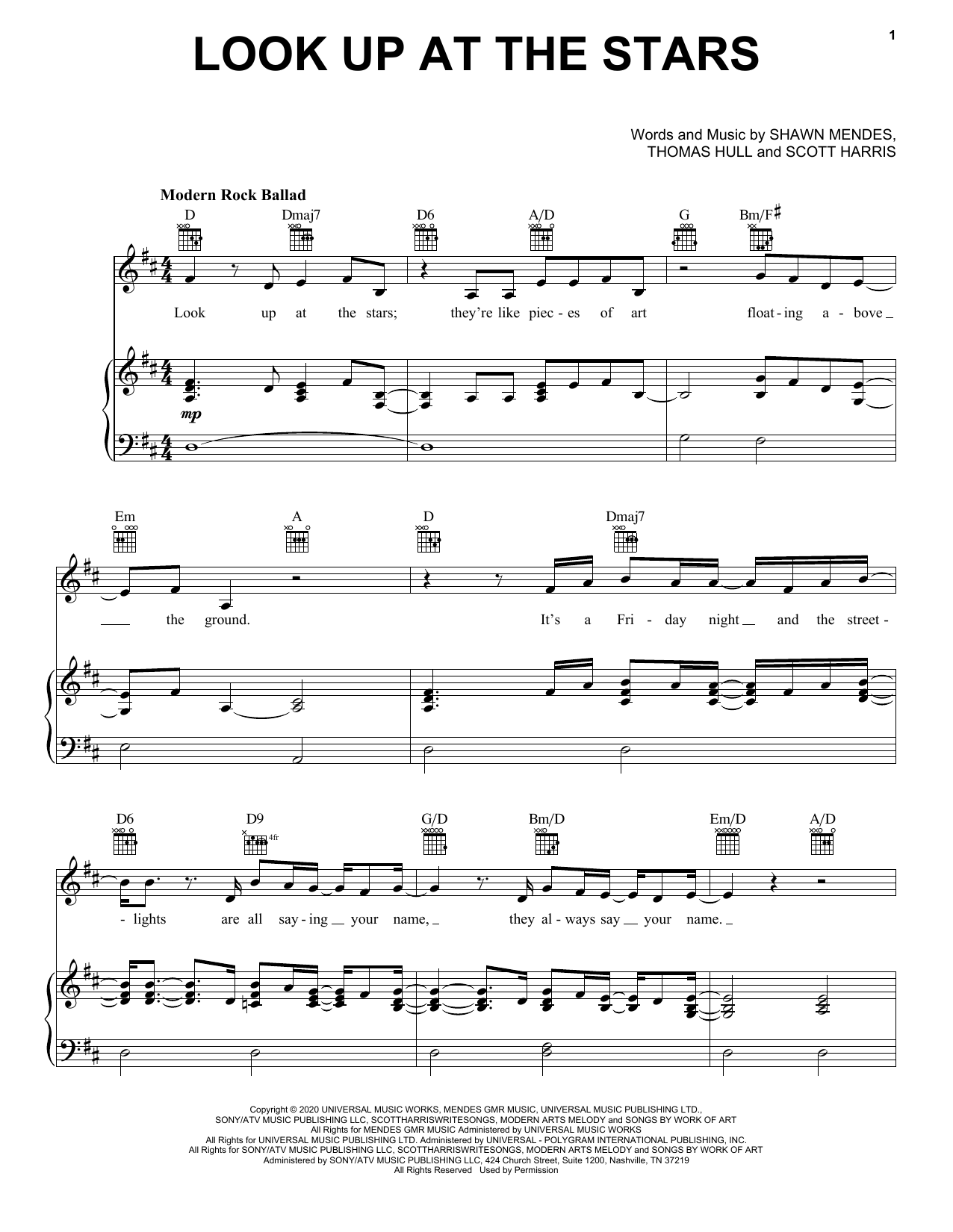 Shawn Mendes Look Up At The Stars Sheet Music