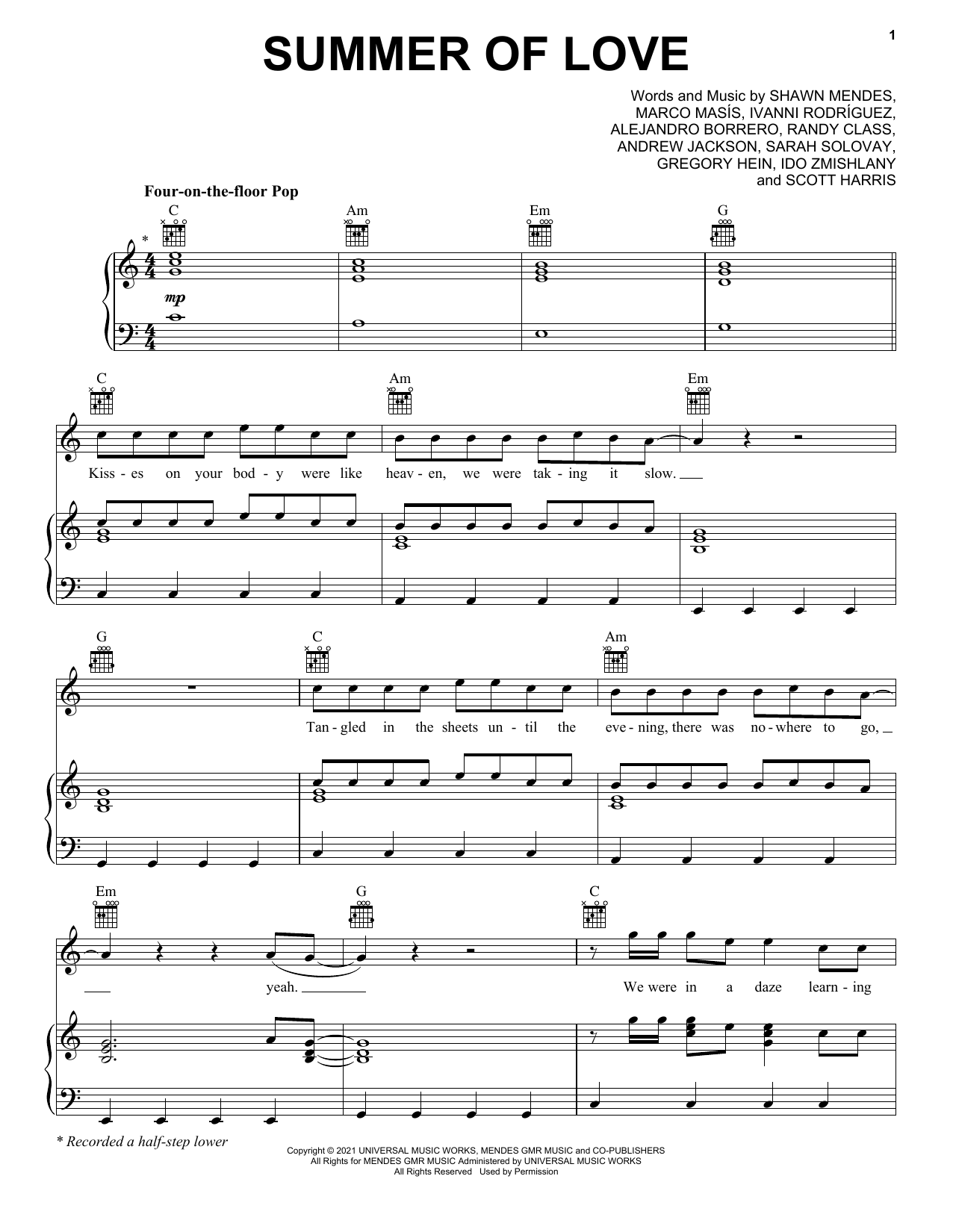 Shawn Mendes & Tainy Summer Of Love (feat. Tainy) Sheet Music