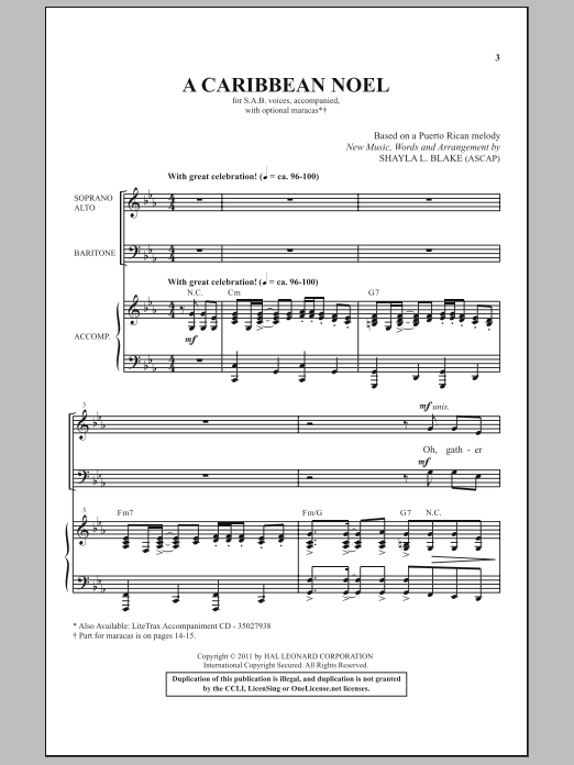 Shayla Blake A Caribbean Noel Sheet Music