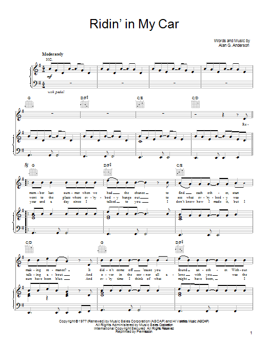 She & Him Ridin' In My Car Sheet Music