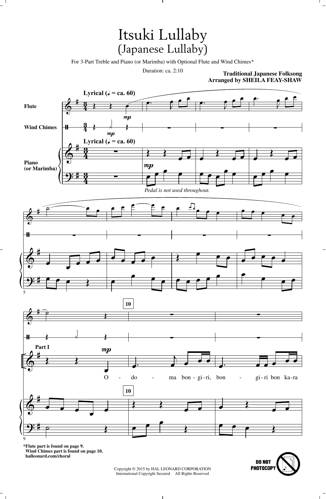Sheila Feay-Shaw Itsuki Lullaby Sheet Music