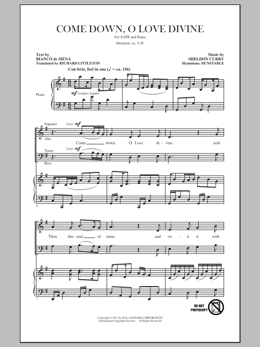 Sheldon Curry Come Down, O Love Divine Sheet Music