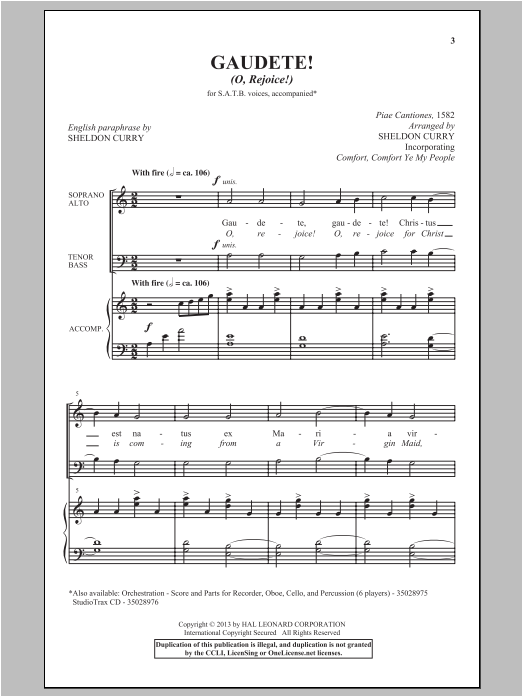Sheldon Curry Gaudete! (O, Rejoice!) Sheet Music