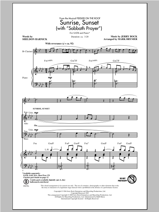Sheldon Harnick & Jerry Bock Sunrise, Sunset (with 