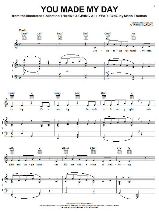 Sheldon Harnick You Made My Day Sheet Music