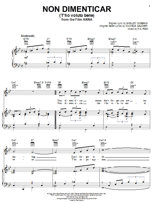 Shelley Dobbins Non Dimenticar (T'ho Voluto Bene) Sheet Music