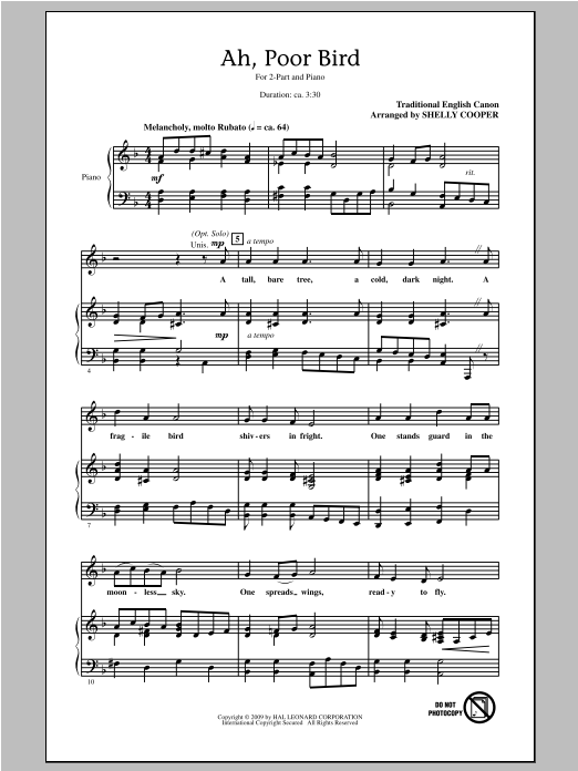 Shelly Cooper Ah, Poor Bird Sheet Music