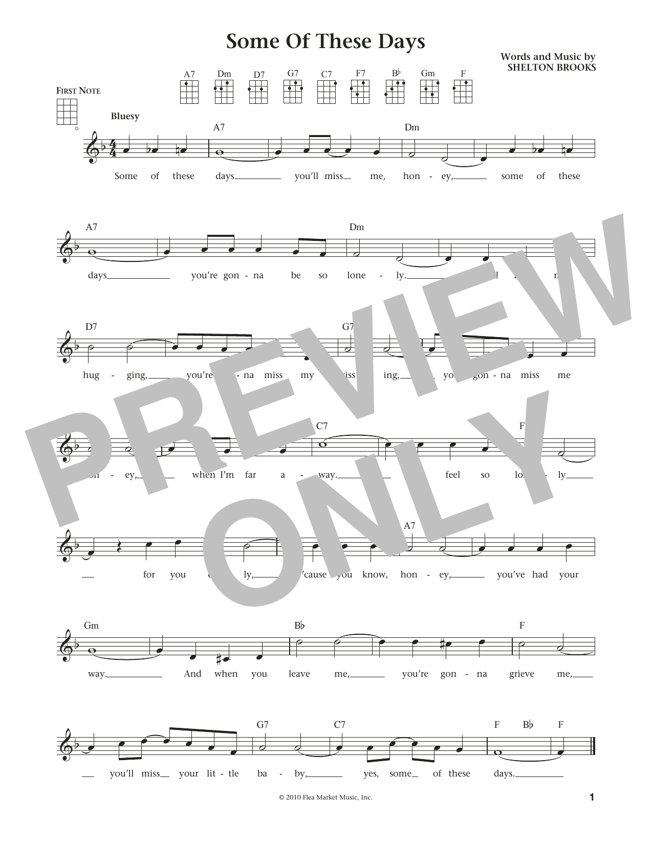 Shelton Brooks Some Of These Days (from The Daily Ukulele) (arr. Liz and Jim Beloff) Sheet Music