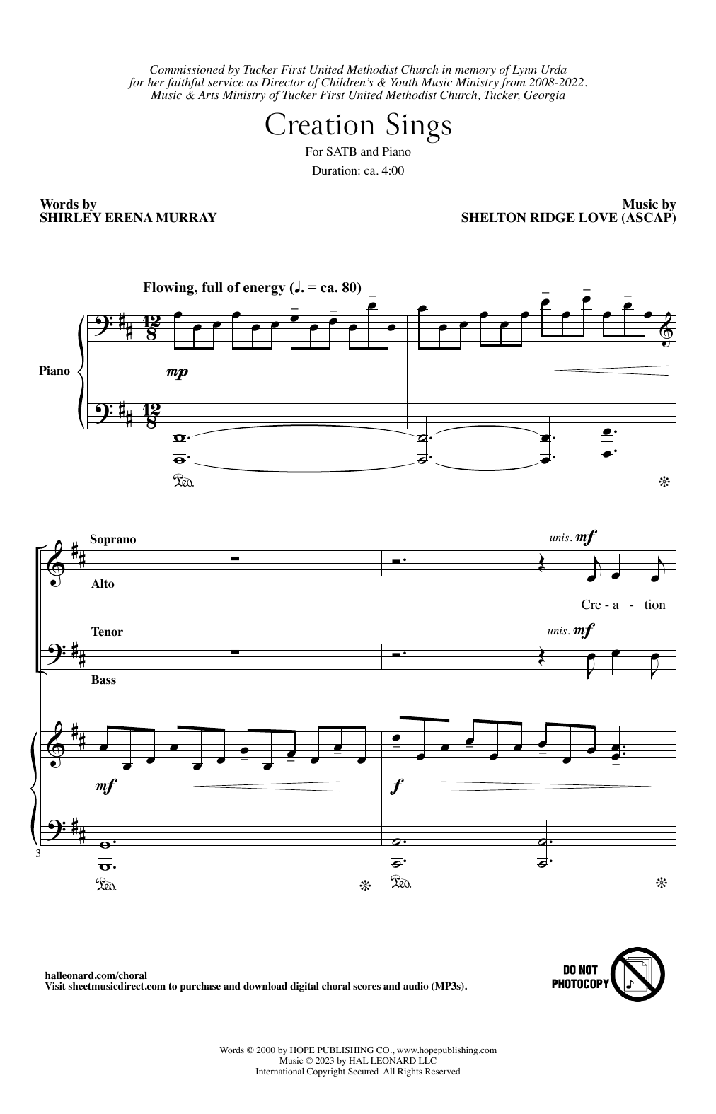 Shelton Ridge Love Creation Sings Sheet Music