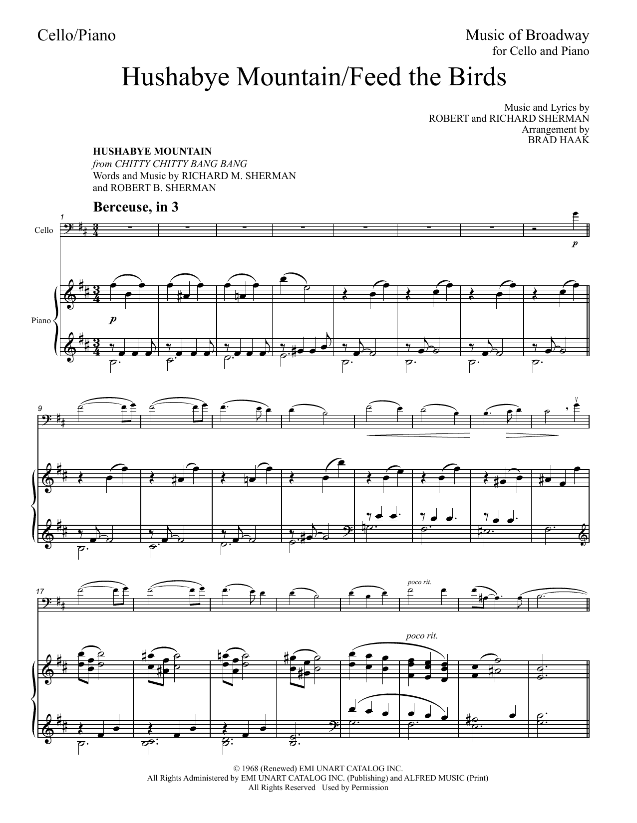 Sherman Brothers Hushabye Mountain / Feed The Birds (Medley) (arr. Brad Haak) Sheet Music